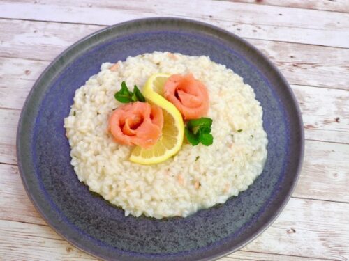 Risotto al salmone, mentuccia e limone